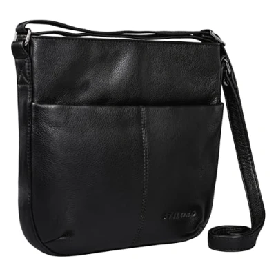 Image of STILORD &#039;Lucy&#039; Small Leather Crossbody Bag for Women Vintage Shoulder Modern Leisure Shopping Handbag Genuine Leather, Colour:Black