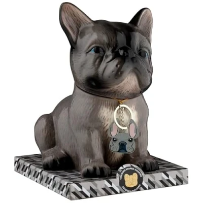 Image of Bloomingtons Direct Christmas French Bulldog Cookie Jar &amp; Includes 100g Dog Shape Cookies, Ceramic Decoration