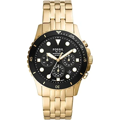 Image of Fossil Watch for Men Fb 01 Chrono, Chronograph Movement, 42 mm Gold Stainless Steel Case with a Strap, FS5836