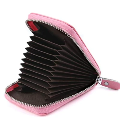 Image of Credit Card Holders Women Ladies Leather Wallets for Holder RFID Protector (Pink)