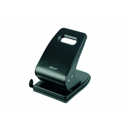 Image of Rexel Value 240 2 Hole Punch, 40 Sheet Capacity, Adjustable Guide Bar, Metal, Black, 2103653