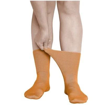 Image of vitsocks Women&#039;s Extra Wide Top Loose Fitting Diabetic Socks (3 PAIRS) Swollen Feet Ankles Legs, Ladies Size, mustard, 6 8