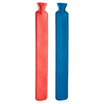 Image of Long Hot Water Bottle 2L Rubber Bag Pack of 1 or 2 for Pain Relief Compress Cramps Back Neck (Pack 2)