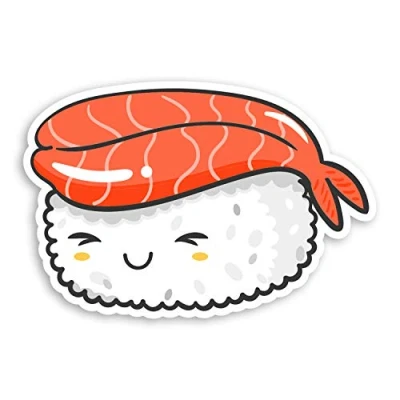 Image of 2 x 10cm Salmon Sushi Vinyl Stickers Japanese Food Funny Joke Sticker #20815 (10cm Wide)