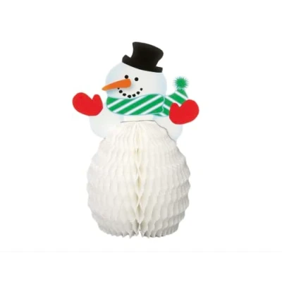 Image of Unique Party 90340 Mini Honeycomb Snowman Christmas Decorations, Pack of 4