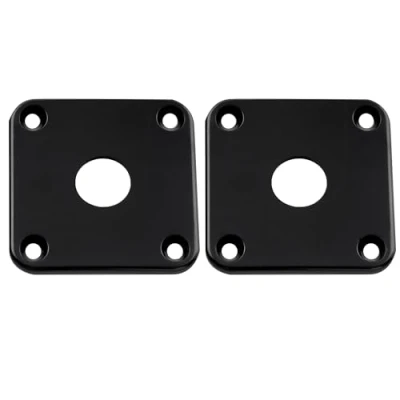 Image of Musiclily Pro Plastic Curved Jack Plate Square Jackplates Compatible with USA Les Paul Epiphone Guitar, Black(Set of 2)