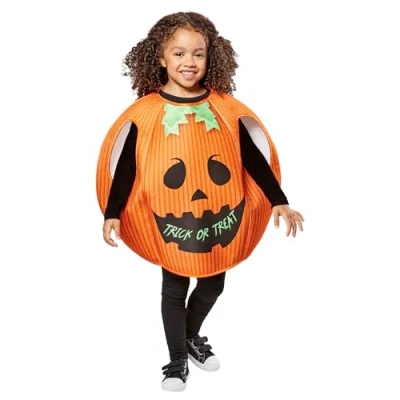 Image of Rubie&#039;s 10005834T000 Toddler Pumpkin Costume Kids Fancy Dress, Boys, Girls, Orange, 3 4 Years
