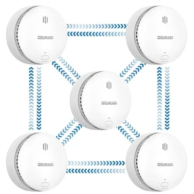 Image of Smoke Alarm,10 Years Battery Life,Interlinked Alarms, Fire Alarms for Home Scotland Interlinked,Smoke Detector Can Remote Control,Compliant with EN14604, CE Certified (5 Pcs Pre Linked Smoke)