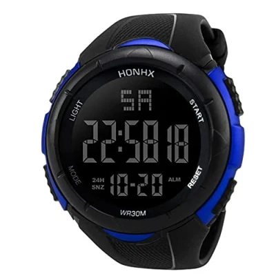 Image of HULKAY Mens Sports Digital Watches Outdoor Waterproof Sport Watch with Alarm/Timer, Big Face Military Wrist LED Backlight for Running Men(Blue,One Size)
