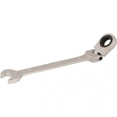 Image of Dapetz® Flexible Head Ratchet Spanner 11mm Metric Open End Ring Wrench Mirror Polished Chrome Vanadium Steel Mechanics Tight Spaces