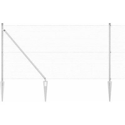 Image of vidaXL Welded Wire Fence with 7 Spike Posts 1.2x10 m Galvanised Steel