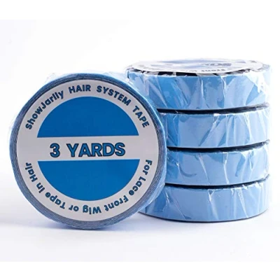 Image of ShowJarlly 1 Roll Double Sided Adhesive Lace Front Support Tape Wig Blue (1.0 CM *3 Yards)