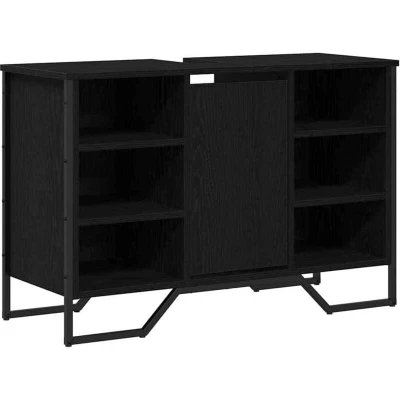 Image of vidaXL Bathroom Sink Cabinet Black Oak 91x35x60 cm Engineered Wood