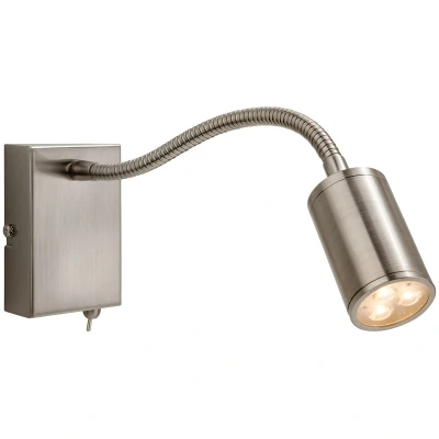 Image of Orion LED 3 Light Flexi Indoor Wall Spotlight (Switched) Brushed Steel