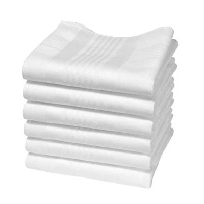 Image of Hankiss White Organic Cotton Handkerchiefs Large Size 17 Inches 6 Pieces 100% GOTS Certified Ice Model