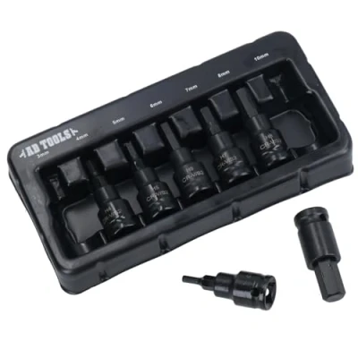 Image of Metric MM Impact Impacted Hex Bit Allen Key Sockets 4mm 10mm 7pc Set