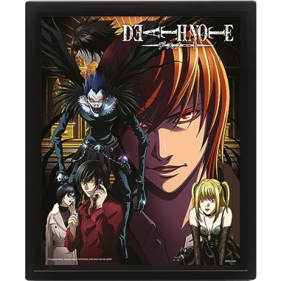 Image of Pyramid International Death Note Poster in 3D (Connected by Fate Design) Lenticular Wall Art and Posters Black Picture Frame 25cm x 20cm 1.5cm Official Merchandise