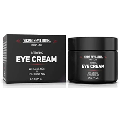 Image of Viking Revolution Mens Eye Cream Natural for Men With Hyaluronic Acid Anti Aging, Dark Circle, Moisturizer Wrinkle Helps Reduce Puffiness, Bags Shea Butter 15 ml