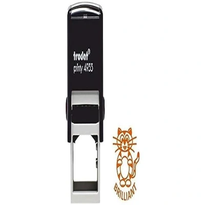 Image of Trodat Printy 4933 Teacher Stamp &quot;Brilliant&quot; Self Inking, Orange Ink 61750