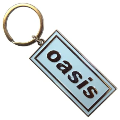 Image of Rock Off officially licensed products Oasis Logo Sky Blue Band Keyring Keychain One Size