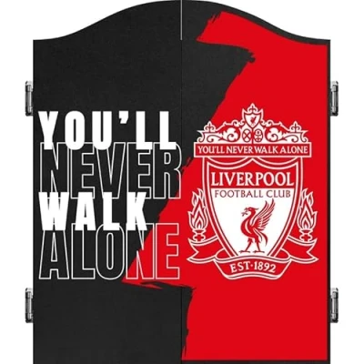Image of FOCO Officially Licensed Liverpool Football Club The Reds Darts and Dartboard Cabinet, YNWA Red (CAB073)
