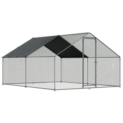 Image of Dellonda 3 x 4 2m Walk In Galvanized Steel Chicken Run with Roof Cover &amp; PVC Coated Wire DG279