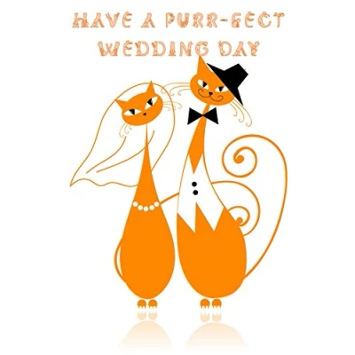 Image of Half a Donkey Mr and Mrs have purr fect wedding day Large Cotton Tea Towel