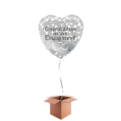 Image of Hearts Engagement Foil Balloon Inflated in a Box