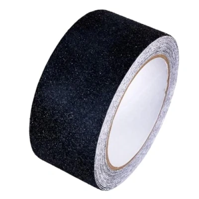 Image of GTSE Premium Anti Slip Adhesive Tape, 5m x 50mm (2&quot;), Black Warning Floor Marking Abrasive Roll
