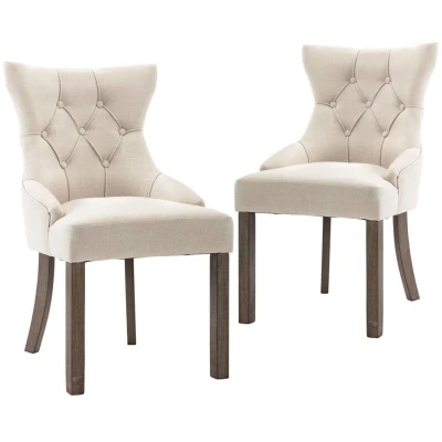 Image of vidaXL Dining Chairs 2 pcs Beige Fabric
