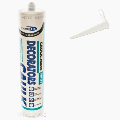 Image of 1 x Bond It White Caulk Mate EU3 Cartridge 310ml Decorators 60 minute formula BDOHC300