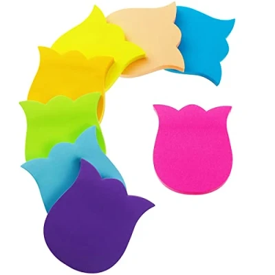Image of Sticky Notes, 560 Sheets 8 Colors Tulip Shape Self Notes Pad, Bright Post Stickies, Super Colour for Office Home School Meeting(76mmx76mm)
