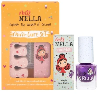 Image of Miss Nella Kids nail KIT &amp; POLISH Galactic Unicorn peel off polish, stickers, tattoos, filer toe separators all designed foe children hands toes