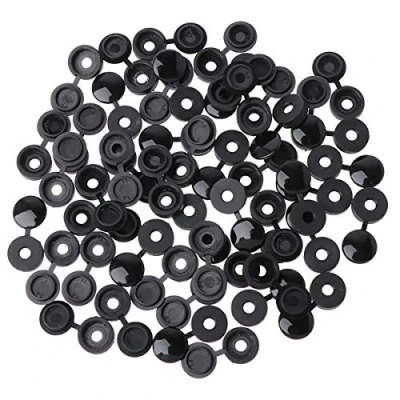 Image of 50Pcs Screw Covers Hinged Plastic Caps Folding Snap on Flip Tops Fit M4 Protector for Furniture Decorative (Black)