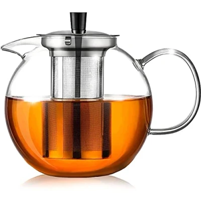 Image of Glass Teapot, Ehugos 1500ml Clear Teapot with Infuser Stovetop Safe Tea Strainer for Loose Leaf and Blooming