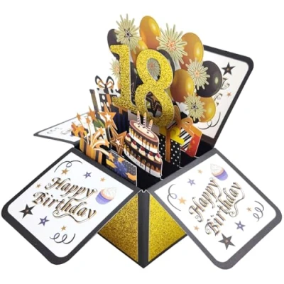 Image of 18th Birthday card, 3D Pop up Greeting Cards, Happy Congratulations Cards with Envelope for Mom Women Girls Friends Romance Gift Card