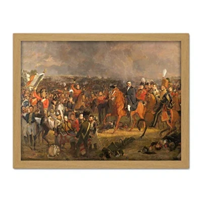 Image of Artery8 Pieneman The Battle Of Waterloo Painting Artwork Framed Wall Art Print 18X24 Inch