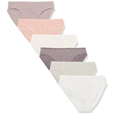 Image of Amazon Essentials Women&#039;s Cotton High Leg Brief Underwear (Available in Plus Size), Pack of 6, Ditsy/Dots, 18
