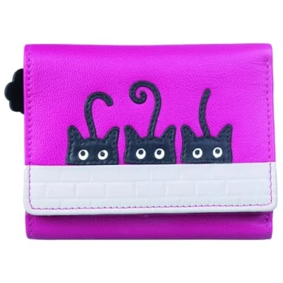 Image of Mala Leather Peek a Boo Cats Collection Small Purse RFID 3635_01 Pink