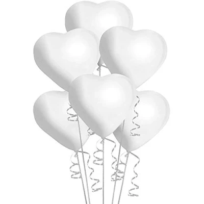 Image of SHATCHI White/Red Latex Heart Shape Helium Balloons for Valentine, Anniversary, Wedding, Engagement, Birthday Party Decorations, 5pcs 100pcs, 50pcs