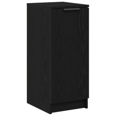 Image of vidaXL Black Oak Shoe Cabinet Medium Storage, Engineered Wood, Matte Finish, Indoor Furniture for Living Room/Office