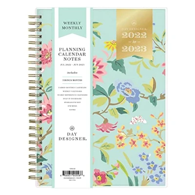 Image of Day Designer for Blue Sky 2022 2023 Academic Year Weekly &amp; Monthly Planner Notes, 5.8&quot; x 8.6&quot;, Frosted Cover, Climbing Floral Mint (137884 A23)
