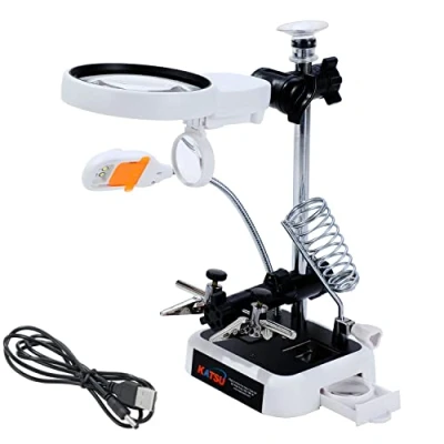 Image of KATSU Soldering Magnifying Glass with LED Lamp Third Helping Hands 3.5X 5X 8X Magnifier Holding Devices Alligator Clips for Assembly Repair Jewellery Craftwork 312108