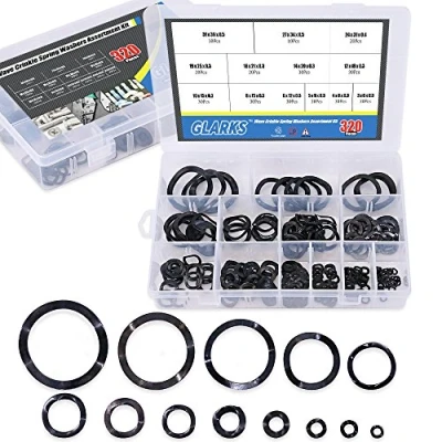 Image of Glarks 320Pcs Carbon Steel Compression Type Wavy Wave Crinkle Spring Washers Assortment Kit