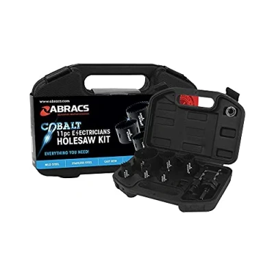 Image of Abracs ABHSCKIT11 Electricians Cobalt Holesaw Kit Icludes HSS Pilot Drill Bits And Arbor Adaptor