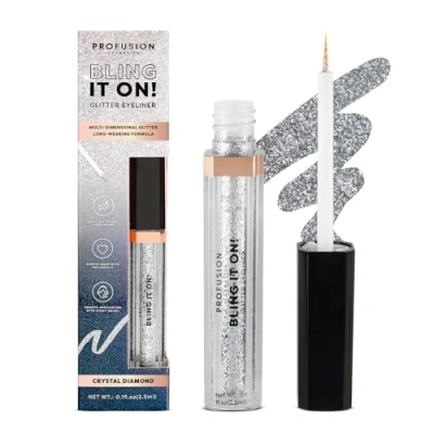 Image of Profusion Cosmetics Glitter Eyeliner Adds Shimmering Golden Star Hue for Festive Party Look, Raise Your Eye Look with Glamorous Glint at Every Step, Premium Beauty Tool Catching