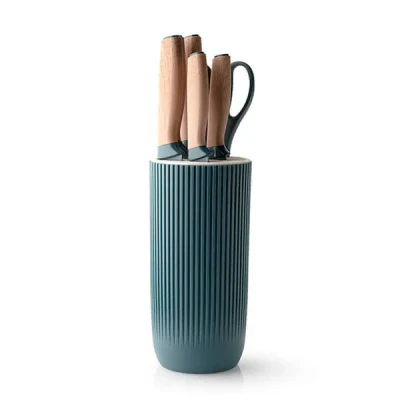 Image of Taylor&#039;s Eye Witness Fjord Blue Madison 6 Piece Knife Block Set With Kitchen Scissors
