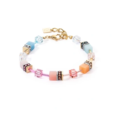 Image of Coeur De Lion Gold Aqua Apricot Cubes Bracelet