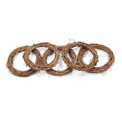 Image of Grapevine Rattan Wreath Hanging Wedding Christmas Party Twiggy Garland Home Decoration(20cm) Pack of 5