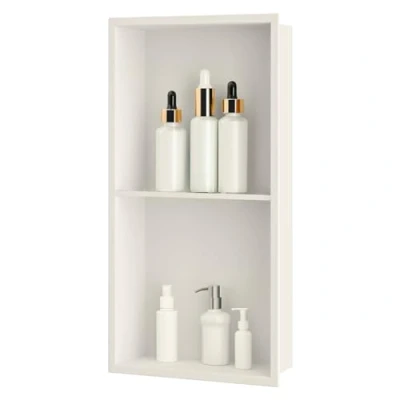 Image of sunrik Shower Niche, Embedded Niche Stainless Steel, with Shelf 30x60x10cm, Warm white